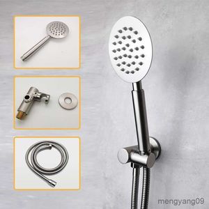 Soffione doccia a mano ad alta pressione per bagno con getto doccia potente Soffione doccia a mano in acciaio inossidabile in metallo Finitura spazzolata R230804