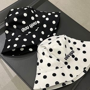 Women Designer Fisherman Hat Classic Polka Dot Letter Logos Celebrity Style Flat Top Bucket Hat Classy Popular Bob Hat