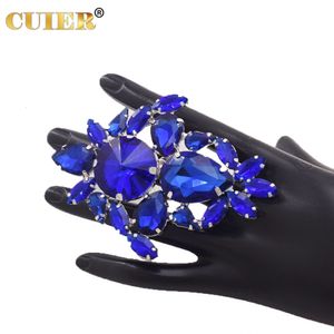 Wedding Rings CUIER 6*9cm Exaggerated Huge Rings for Women Crystal AB Glass Gemstones Big Size Jewelry for Wedding 230804