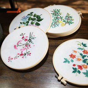 Kinesiska stilprodukter Diy Easy Brodery med båge för nybörjare Flower Printed Nedlework Cross Stitch Handgjorda hantverk Sy Art Home Decor