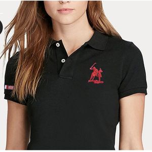 Women's Polos Summer Womens Big Horse Short Sleeve Polos Shirts Casual Womens Lapel Polos Shirts 100% Cotton Fashion Slim Tops 230803