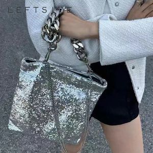 Evening Bags Thick Chain Luxury Designer Sequin Underarm Shoulder Side Bag 2023 Y2K Shining Crossbody Handbags Tote 230803