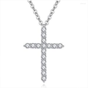 Pendant Necklaces Wholesale 12pcs Zirconia Crystal Cross Color Chain Choker Fashion Party Jewelry Gifts For Women Girls