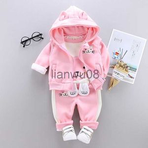 Kleidungssets Herbst Winter Kinder Kleidung Sets Baby Mädchen Cartoon Dicke Fleece Hoodies Weste Hosen 3 stücke Sportanzüge Junge Casual Warme OUtfit x0803