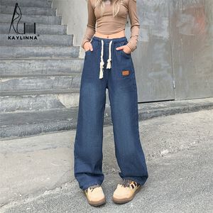 Dżinsy damskie koreańskie mody dżinsy proste nogi kobiety wysoka talia odzieży damskie dżinsy
