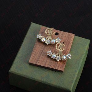 Smyckesdesigner mässing alfabet geometriska fläkt kristallblomma hängen för kvinnor charm örhängen, elegant och klassiska två sätt att bära, personliga öronfästen