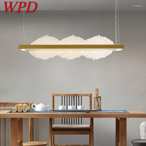 Lampade a sospensione WPD LED Lampada moderna Cinese Creativa Semplicità Design Lampadario a soffitto in oro per la sala da pranzo della casa da tè