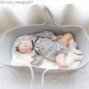 Bassinets Cradles Babynest Sleeping Cribs Newborn Baby Nest TravelPortable Cotton Rope Bassnet Cradle Bed with Mattress Moses Basket Z230804