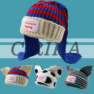 Cappelli a tesa larga Secchiello 2023 Cute Fashion Amante con cappuccio Boy Ear Knit Doppio strato Caldo Cappello di lana Nicchia Design Hip hop Personalità Freddo 230804