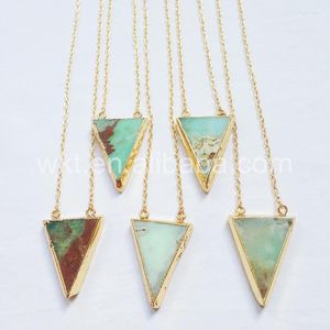 Pendanthalsband WT-N553 ELENGANT GULD NECKLACE POCILLA Color Chain Natural Chrysoprase Stone Triangle For Women