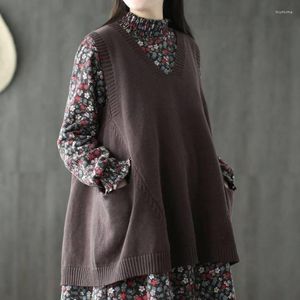 Women's Vests 2023 Cashmere Vest Women V-Neck Autumn And Winter Knitted Loose Sleeveless Pullover Sweater