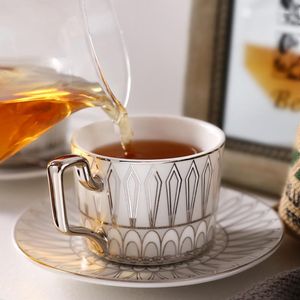 Cups Saucers Multi-style Household Ceramic Platinum French Coffee Exquisite And Set High-grade Mug Kitchen Tableware