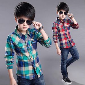 Kids Shirts Spring Cotton Kids Clothes Fashion Casual Handsome Shirt for Children blouses Boys Plaid Long Sleeve dress Shirts 230803