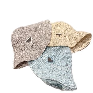 Damer Solid Color Knit Hat Simple Triangle New Cherry Embroidery virkning Straw Fisherman Hat Sun Shade Vacation Style Accessories