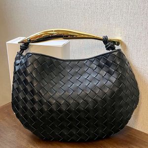 Pochette in tessuto intrecciato bianco la tote Borsa a mano con manico superiore in vera pelle di alta qualità Borsa a tracolla da uomo classica da viaggio di lusso da donna