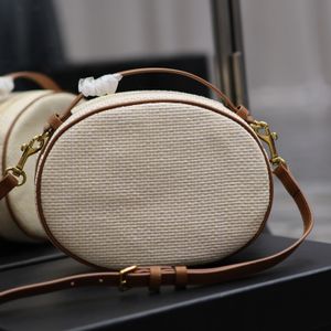 Runda väskor lyxiga läder-trimmade utsmyckade raffia axelväska plånböcker designer kvinna handväska väska kohud axel crossbody kopplingar kameraväska