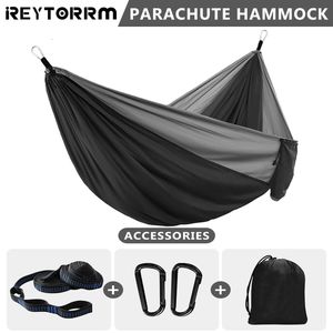 Hammocks 102x55 inch Double Camping Hammock with 2 Tree Straps Parachute Portable Lightweight Hammock Swing for Backpacking Outdoor Beach 230804