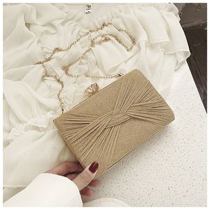 Borse da sera Pochette con fiocco bling Portafogli da sposa in seta con catena Borsa per banchetti per feste da donna Drop MN1677 230803