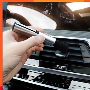 New 1 Pcs Car Retractable Cleaning Brush Air Conditioner Computer Cleaning Brush Telescopic Keyboard Plastic Handle Wool Small Brush