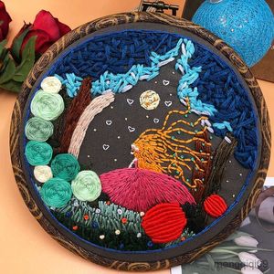 Chinese Style Products Night Fireflies and Stars Embroidery DIY Needlework Lotus Pool Needlecraft for Beginner Cross Stitch Artcraft(With R230804