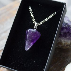 Hänge halsband söta reiki helande lila natursten kristallhalsband för vänner charm kvinnas smycken sommartillbehör