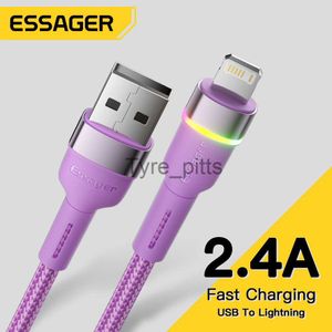 Laddare/kablar Essager LED USB -kabel för iPhone 13 12 11 Pro Max Mini 2.4A Fast Charging Charger för iPhone 8 7 X XS iPad Charger Cable Wire X0804