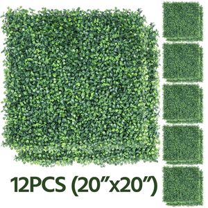20 x 20 Artificial Boxwood Panel Plastic Greenery Boxwood topiary för inomhus utomhus, 12st