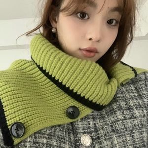 Schals Herbst Winter Damen Pullover Gestrickte Halswirbel Mode Knopf Warme Hohe Weibliche Stehkragen Falscher Schal Für Frauen