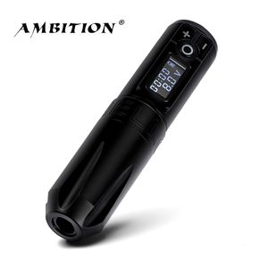 Máquina de Tatuagem Ambition Caneta Sem Fio Portátil Bateria de Lítio Bloco de Fonte de Alimentação 1950mAh LED Digital Display Equipment 230803