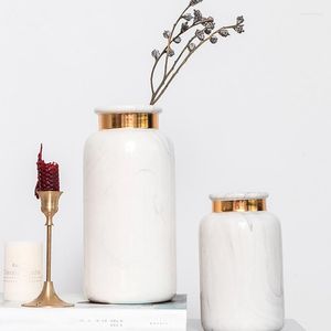 Vases Ceramic Nordic Art Vase Marble Pattern Flower Water Planting Container Home Office Decor