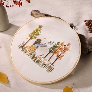 Kinesiska stilprodukter tyst liv broderi DIY Nålverk Happy Needlecraft för nybörjare Cross Stitch Artcraft -verktyg (utan