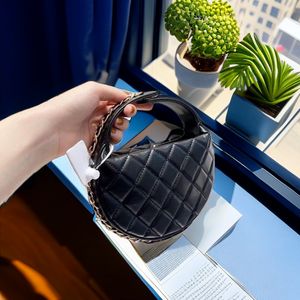 Brand Designer Mini Crescent Bag 2023 New Top Grade Black Diamond Sheepskin Fashion Versatile Bag Low Fine Chain Five Women's Wrist Bag Handbag Exquisite And Sweet