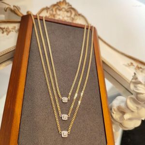 Hängen Yunli Real 18K Gold Diamond Pendant Necklace Pure AU750 Chain and Natural Luxury Vintage Style For Women Fine Jewelry GI