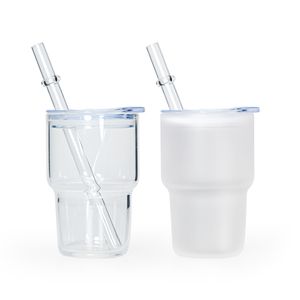 Partihandel Frosted Sublimation Blanks Oz Mini Shot Clear Glass Tumbler With Straw and Lid