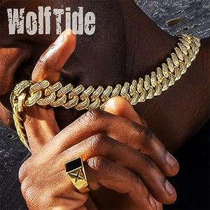 18K Gold Hip Hop Iced Out Mens Cuban Link Chain Necklace 18mm Full Diamond Miami Curb Chains Rock Choker Jewelry Gifts for Guys Wholesale Bijoux