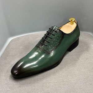 Business Shoes Men Oxfords Genuine Cow Leather Men Shoes Fashion Dress Formal Lace Up High Quality Classic Office Wedding Shoes