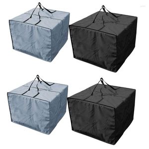 Chopsticks 4Pcs Outdoor Furniture Seat Cushions Storage Bag Waterproof Garden Set Covers Carrying Square Gray Black 81X81x61cm