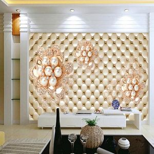 Wallpapers Customized 3D Mural Wallpaper European Soft Background Crystal Flower Po Wall Painting Living Room El Home Decor