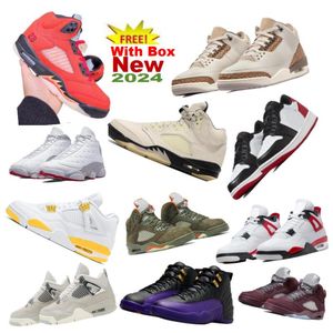 2024 Vivid Sulfur 4s Olive 5s Burgundy Basketball shoes violet ore Field Purple 12 Frozen Moments Vivid Sulfur Palomino Red Cement 4 Wolf Grey 13s With Box