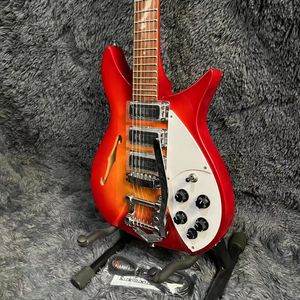 527mm Lunghezza scala corta John Fogerty 325 Fire glo 6 corde Cherry Sunburst Semi Hollow Chitarra elettrica Bigs Tremolo Tastiera laccata lucida 3 Pickup tostapane