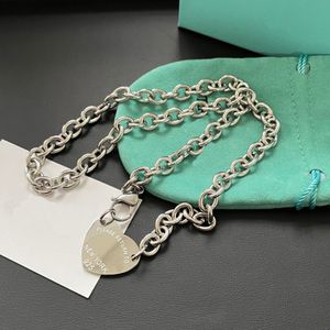 Designer Choker Heart Necklace For Women Correct Brand Logo Circle Delicate Fashion Stainless Steel Gift Luxury Quality Gifts Family Friend Couple