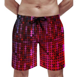 Shorts Masculino Red Disco Ball Gym Pink Sequin Print Engraçado Praia Short Shorts Masculino Gráfico Correndo Confortável Trunks Ideia de Presente