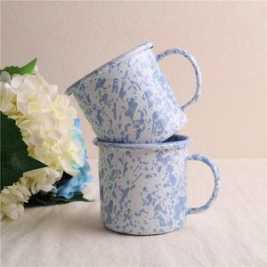 Tassen Emaille Baby Blue Dot Splash Ink Mug Kaffee Bier Teetasse