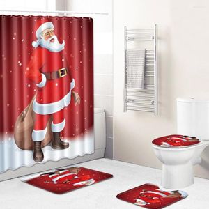 カーペット3Dクリエイティブクリスマスプリントシャワーカーテントイレカーペットお祝いの装飾バスルームセットバットンルームドロップポッド