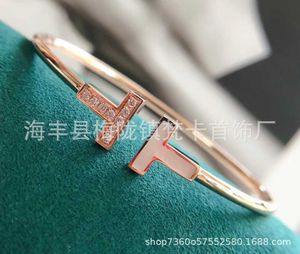 Original brand High precision version TFF bracelet with white Fritillaria double T diamond open
