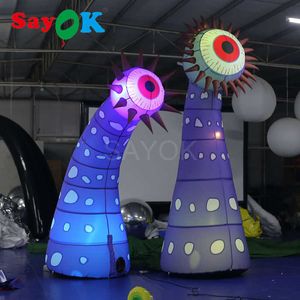 SayOK inflatable one eyed giant flower floor lamp with white light used for Christmas/Halloween/party decoration