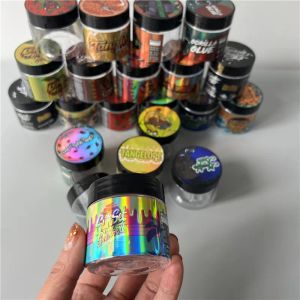 Partihandel smak hologram packning papper klistermärke för 3,5 gram 60 ml matglas eller plastburk låda flasktank torr örtblomma ll