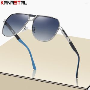 Sonnenbrille Männer Polarisierte UV400 Doppel Strahl Sonnenbrille Metall Kröte Brillen Rahmen Fahren Angeln Reiten Anti Glare Brillen