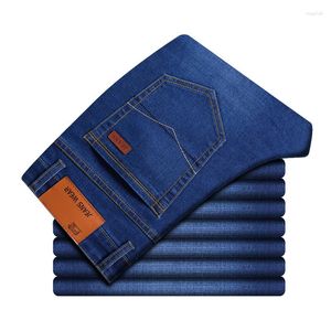 Мужские джинсы мужчины бренд классический стиль бизнес -повседневной растяжение стройные джинсовые штаны голубые черные джинсовые брюки Мужские