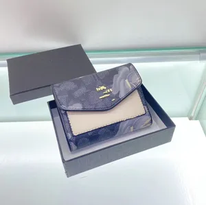 Quatily 2023 New Camellia Short Three-Fold Wallet Clutch High Quality with Box Luxury